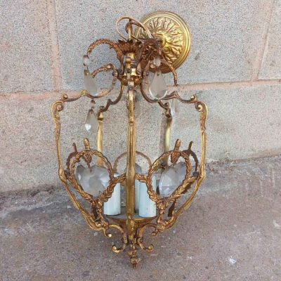 Farol antiguo bronce estilo Luis XVI. Lámpara techo antigua Farol antiguo vintage.
