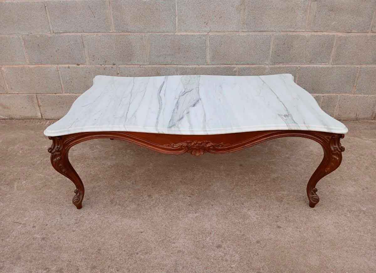Mesa baja salón antigua estilo Luis XV. Mesa mármol de Tresillo antigua estilo Isabelino Alfonsino. - Imagen 3