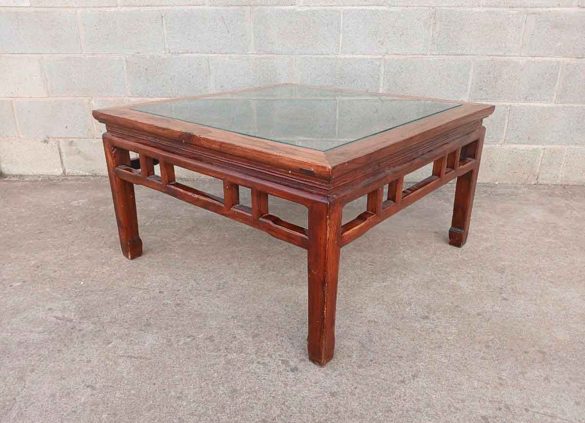 Mesa baja antigua estilo Chino tipo dinastía Quing. Mesa de Centro de Salón antigua estilo Oriental.