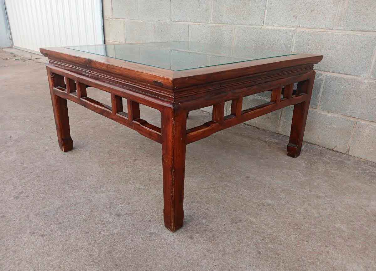Mesa baja antigua estilo Chino tipo dinastía Quing. Mesa de Centro de Salón antigua estilo Oriental. - Imagen 5