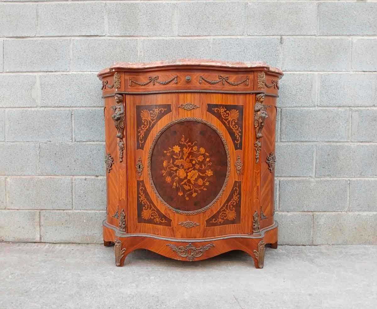 Entredós antiguo estilo Napoleón III. Pequeño Mueble Auxiliar Aparador isabelino Luis XV Luis XVI.