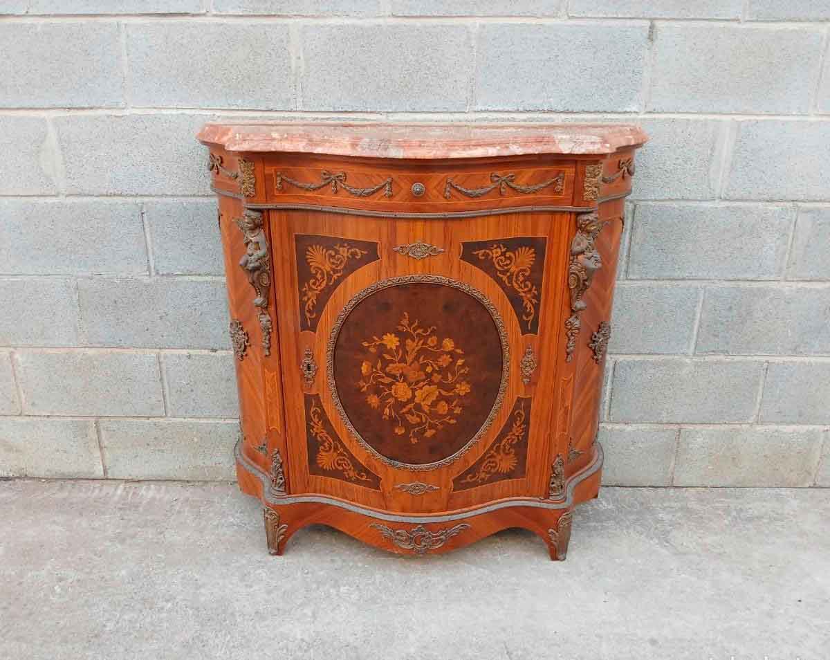 Entredós antiguo estilo Napoleón III. Pequeño Mueble Auxiliar Aparador isabelino Luis XV Luis XVI. - Imagen 2