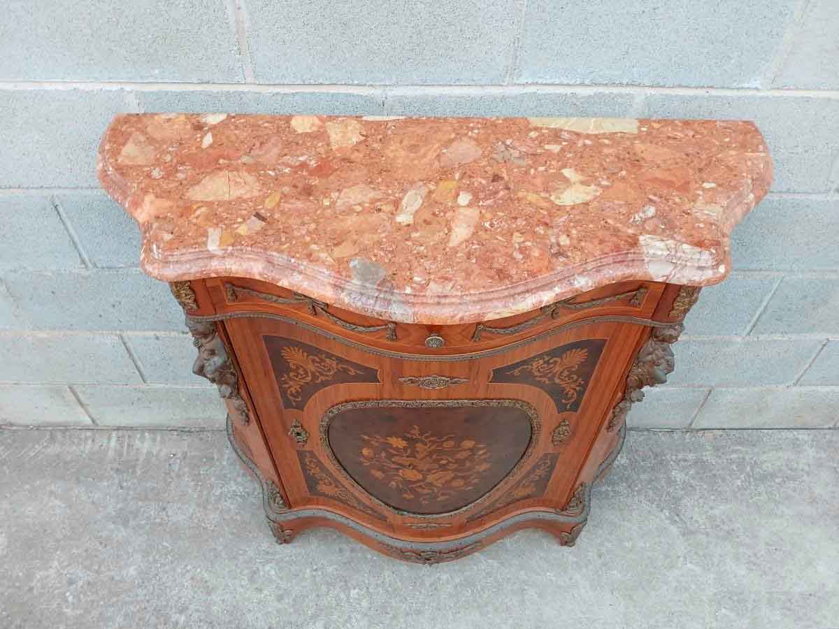 Entredós antiguo estilo Napoleón III. Pequeño Mueble Auxiliar Aparador isabelino Luis XV Luis XVI. - Imagen 3