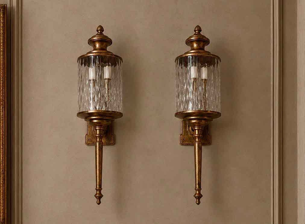 2 Dos Apliques antiguos estilo Luis XVI (70 cm). Lámpara Aplique antiguo estilo inglés Victoriano. - Imagen 2