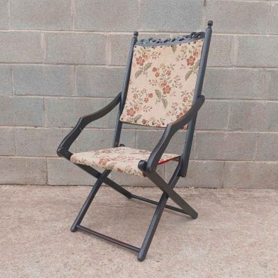 Silla antigua plegable estilo inglés Victoriano s.XIX. Mueble Silla plegable antigua Victoriana.