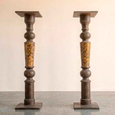 2 Dos Columnas peanas pedestales antiguas. Columna pedestal peana antigua estilo Alfonsino inglés.