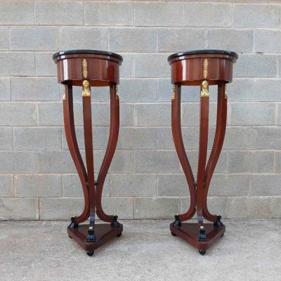 2 Dos Columnas antiguas estilo Imperio (128 cm). Pareja de Pedestales pie columna antigua Neoclásico.