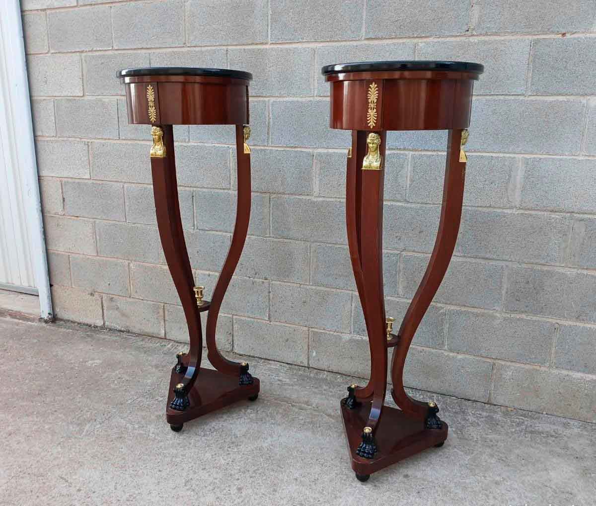 2 Dos Columnas antiguas estilo Imperio (128 cm). Pareja de Pedestales pie columna antigua Neoclásico. - Imagen 2