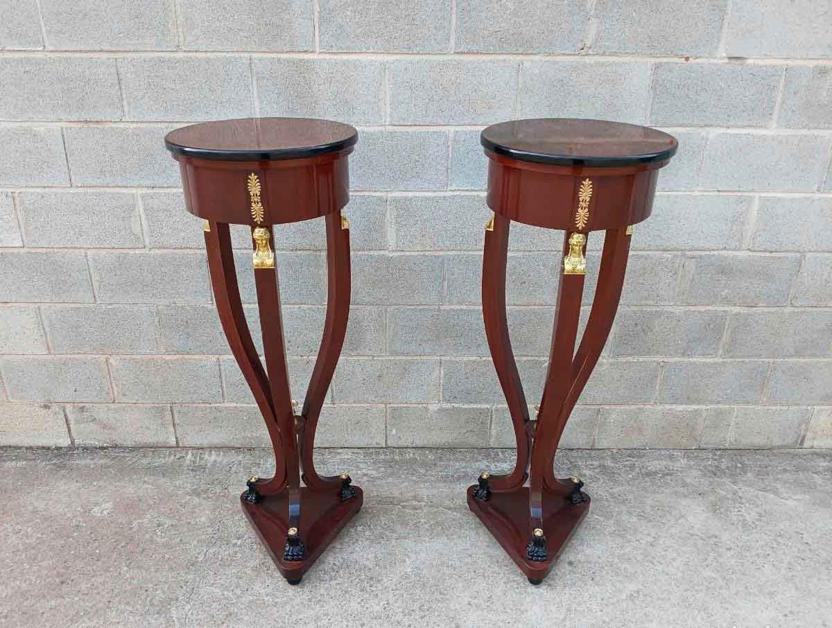 2 Dos Columnas antiguas estilo Imperio (128 cm). Pareja de Pedestales pie columna antigua Neoclásico. - Imagen 3